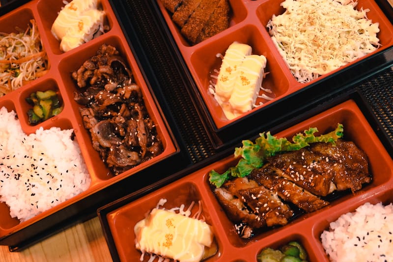 bento box pork and beef