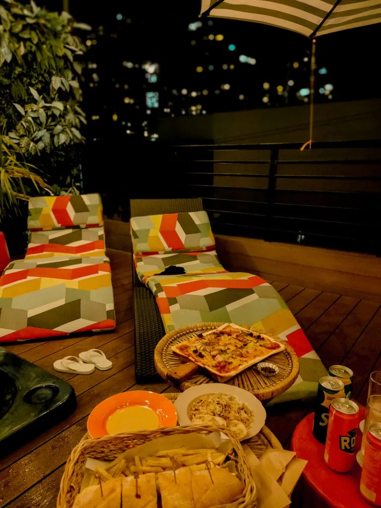 roof deck view during the night