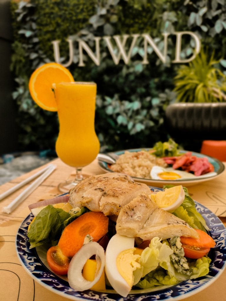 delicious food at unwnd lux hostel in makati