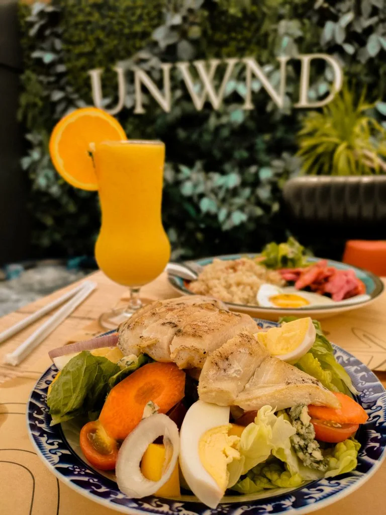 delicious food at unwnd lux hostel in makati